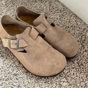 Birkenstock London Clogs Suede Leather Taupe Size 39
